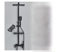 Shower System, LCD Digital Black Bathroom Shower System Set Thermostatic Faucet with 4 Way Rainfall Mixer Tap(Thermostatic Black D)