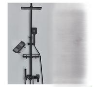 Shower System, LCD Digital Black Bathroom Shower System Set Thermostatic Faucet with 4 Way Rainfall Mixer Tap(Thermostatic Black C)