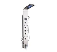 Shower System, LED Bathroom Shower Panel 6 Modes Intelligent LCD Column Rose Gold Rain Waterfall Bath Systems with Massage Jet Mixer Tap(Brushed Nickel 8009)