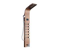 Shower System, LED Bathroom Shower Panel 6 Modes Intelligent LCD Column Rose Gold Rain Waterfall Bath Systems with Massage Jet Mixer Tap(Rose Golden 8007)