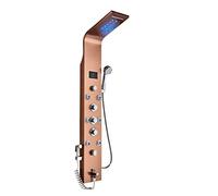 Shower System, LED Bathroom Shower Panel 6 Modes Intelligent LCD Column Rose Gold Rain Waterfall Bath Systems with Massage Jet Mixer Tap(Rose Golden 8009)