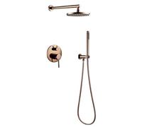 Shower System Set Bathroom Faucet Mixer Diverter Tap Brass Ceiling Or Wall Arm Handheld Spray with 8-16" Rian Head(Dark Grey)