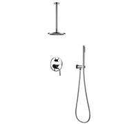 Shower System Set Bathroom Faucet Mixer Diverter Tap Brass Ceiling Or Wall Arm Handheld Spray with 8-16" Rian Head(Light Green)
