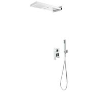 Shower System Silver Stainless Steel 201 Square 55x27x9cm Head 16cm Fall Hose150