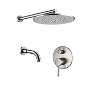 Shower system Solid Brass 2 Way Brushed Nickel Shower Faucet Bathroom 8-12 Inch Shower Mixer bathtub Taps set Shower Kit,10inch,150mm,2ways