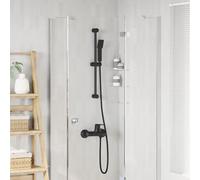 Shower System Stainless Steel Black 70cm Wall-Mounted High Pressure 150cm Hose.