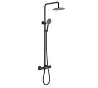 Shower System Thermostatic Set, Exposed Shower Mixer Valve Bathroom Rainfall Wall Mounted Shower Faucet Set Adjustable Round 10" Top Spray Shower Head with Hand Shower He Interesting
