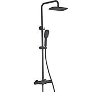 Shower System Thermostatic Shower Faucet Set Brass Anti Scald Shower Combo Set with 25 × 19 cm Rainfall Shower Head and 2 Functions Hand Shower Exposed Shower Column Easy Installat