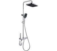 Shower System Thermostatic Shower Faucet Set Wall Mounted Rain Shower Combo Set Piano Keys Tub and Shower Trim Kit with Tub Spout, Handheld Sprayer, 10 Inches Rain Shower Head, Bidet Spray,C