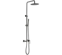 Shower System Wall Mounted Gray hot Cold Brass Diverter Mixer Bathroom Shower Taps Set with 8-10 inch Rainfall Shower Head and Handshower, Luxury Shower Set, Gray,10 Iinch