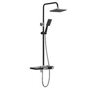 Shower System, Wall Mounted One-Button Start Shower Faucet Set for Bathroom, Copper 12 Inch Large Luxury High Pressure Shower Head 3-Mode Hand Held Spray Shower