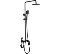 Shower System Wall Mounted Shower Faucet Set with 8" Round Shower Head Single Handle Shower Set Bathroom with Bath Filler and Hand Shower, Bidet Sprayer,Chrome Decoration