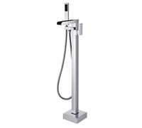 Shower System, Waterfall Tub Filler Freestanding Tub Taps Black Floor Mount Brass Single Handle Bathroom Faucets with Hand Shower Luxury Shower Set,Chrome