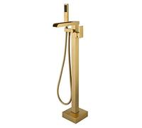Shower System, Waterfall Tub Filler Freestanding Tub Taps Black Floor Mount Brass Single Handle Bathroom Faucets with Hand Shower Luxury Shower Set,Chrome