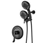 Shower System with Handheld Showerhead & Rain Shower Combo Faucet Set, Dual 2 in 1 Shower Faucet, 3-Way Water Diverter in All Matte Black