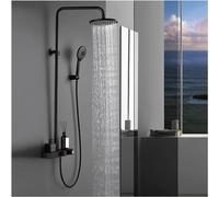 Shower System with Tub Spout 9 inches Round Rainfall Shower Head System with Handheld Combo Set, Wall Mounted Shower Faucet Set, 3 Functions,Black,Showerheads Household faucets