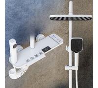 Shower System With Tub Spout, Fall Shower Faucet Set, 4 Function Height Adjustable Shower Fixture, Bathtub Faucet With 3 Spray Modes Hand Shower, Bidet Sprayer (White)