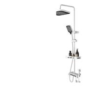 Shower System with Waterfall Showerhead - Adjustable Height for Hot & Cold Water, Premium Bathroom Accessory for Modern Bathrooms