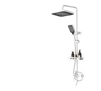 Shower System with Waterfall Showerhead - Adjustable Height for Hot & Cold Water, Premium Bathroom Accessory for Modern Bathrooms