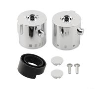 Shower Temperature Controller Handle Chrome Thermostatic Hand Wheel Pair for Bathtub Shower Mixer ABS Plastic with Lock Ring Screw End Cap 24 Teeth 40 mm Diameter Silver