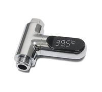 Shower Thermometer Led Digital Display Baby Bath Water Fahrenheit Celsius Thermometer 360°Rotating Screen for Home Bathroom Kitchen (Silver)