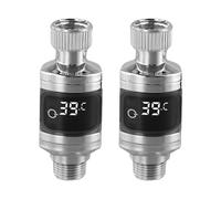 Shower Thermostat, 2Pcs 1 2 Inch Interface Size LED Display Monitor Sensitive Sensor Technology Standard Pipe Compatibility for Bathtubs,Household Water Thermometer