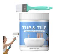 Shower Tile Refinishing Set - Repairs Scratched Enamel Surfaces, DIY Tub Restoration Paint Kit, 500g Net Weight + Included Brush Crosslinker, Acrylic Waterproof Bond Coating - For Walls & Countertops