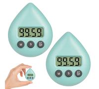 Shower Timer, 2Pcs Water Drop Shape Digital Clock Battery Operated Bathroom and Kitchen Timer for Water Saving or Time Tracking