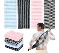 Shower Towel, Japanese Exfoliating Antibacterial Shower Towel, 3D Texture Back Scrubber, Wash Cloth Body Exfoliating for Scrubbing Lathering Dead Skin Removal All Skin Adults Men Women (B)