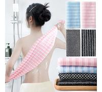 Shower Towel, Japanese Exfoliating Towel, Extra Long Exfoliating Washcloth for Men Women, Double-Sided Exfoliating Washcloth, Japanese Back Scrubber, Exfoliating Scrubber for Men & Women (4Pc)