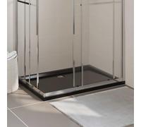 Shower Tray ABS Rectangular Black 80 x 120 cm Flat Ground Level with Low Threshold for Barrier-Free Shower in the Bathroom Includes Mounting and Sealing for Wet Area Renovation