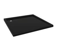 Shower Tray, ABS Square, Black, 80 x 80 cm, with Low Threshold, Fibreglass Reinforced Base, Flat and Scratch-Resistant for Barrier-Free Shower