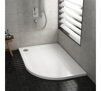 Shower Tray Right Handed Offset Quadrant Pearlstone 1000 x 900mm Gloss White Slimline 40mm Stone Resin Base + 90mm Free Waste