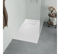 Shower Tray White SMC 90x90 cm Low-Profile Slip-Resistant Slate Surface Durable