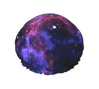Shower Universe Galaxy Star Space Print Cap For Women Reusable Waterproof, Double Layered Shower Hair Cap With Elastic Strap,One Size