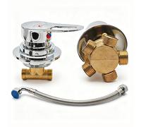 Shower Valve, 5 Way Split Shower Diverter Valve with G 1/2 Inch Threaded Interface and 30 cm Water Pipe Solid Brass Hot and Cold Water Mixer with Ceramic Valves Insert for Bathroom and Steam Room