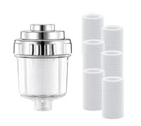Shower Water Filter, Shower Purifier Filter, Shower Filter with 6 Replaceable Filter Elements, Anti-Limescale Filter for Connectors, Can Effectively Filter Impurities in Water