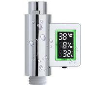 Shower Water Monitor & Digital Timer - Flow Meter, Temperature Sensor, LED Alerts, Self-Powered Water Saving Device for Bathroom, Homes, Caravans & Rentals - LOWENERGIE