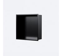 Shower with eStainless Steel Shower Shelf Backlit Bathroom Sto No Tiles Required Modern Design (Black 900x280x125mm)