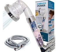 Shower with Power Shower Head with Handheld Showerhead Filter. High Pressure Handheld Showerhead with Filter. Creates Spa Showering Experience. Bracket and 6 Foot Long Hose Included.