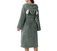 Shower Wrap Towel for Women Double Pocket 3D Ear Hooded Flannel Bathrobe Soft And Warm Double Faced Velvet Bathrobe Pajamas And Home Wear Fuzzy Robe plus
