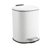 Showerdrape 3L Capri Rounded Square Small Bin for Bathroom Bedroom Office Steel Pedal Inner Bucket Black White or Stainless Steel (White)