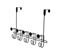 Showerdrape 5 Hooks Over Door Black Hanger Rack Organiser Bathroom Kitchen Cabinet Moretti