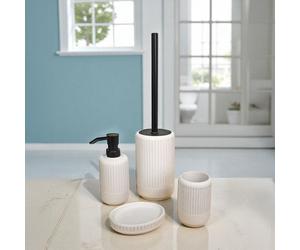 Showerdrape Alexandria Stone 4 Piece Bathroom Accessory Set in Beige Showerdrape Beige