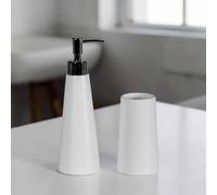 Showerdrape Alto 2 Set - Liquid Soap Dispenser & Tumbler in White Showerdrape White