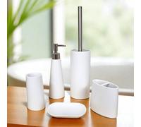 Showerdrape Alto White Collection 5 Piece Bathroom Accessory Set Showerdrape White