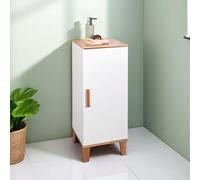 Showerdrape Amalfi Matt White & Bamboo Single Floor Bathroom Cabinet Showerdrape White