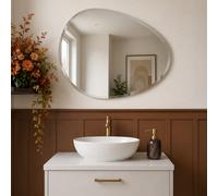 Showerdrape Angel Pebble Asymmetrical Wall Mounted Frameless Bevelled Edge Bathroom Mirror 60 X 45Cm