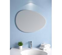 Showerdrape Angel Pebble Oval Wall Mounted Frameless Bevelled Edge Bathroom Mirror 60 x 45cm in Silver | Size: Small Showerdrape Silver Small