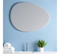 Showerdrape Angel Pebble Oval Wall Mounted Frameless Bevelled Edge Bathroom Mirror 70 x 50cm in Silver | Size: Large Showerdrape Silver Large